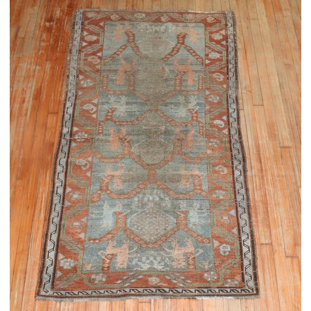 A late 19th century Kurd Persian Bidjar Rug with an animal lion rug pattern Measures: 3'3" x 6'2'.