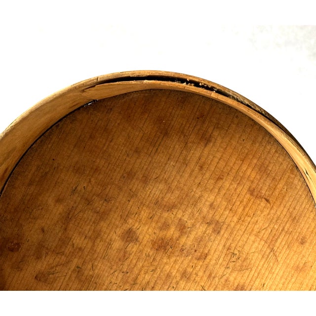 Baby Blue Authentic Early 19th Century Antique Hand Made Finger Lap Bentwood Kitchen Pantry Box For Sale - Image 8 of 11