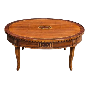 13 Alfonso Marina La Mesa Inlaid Mahogany Oval Coffee Table