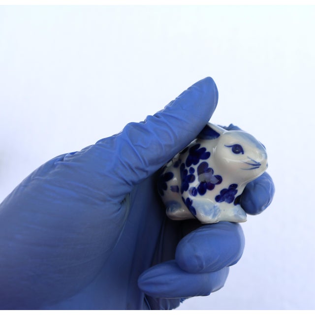 Vintage Delft Blue and White Bunny Rabbit Ceramic Place Card Holders-Set of 11 For Sale - Image 13 of 15