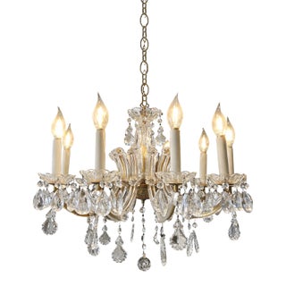 Vintage Crystal Chandelier With Gold Accents, 10-Light For Sale
