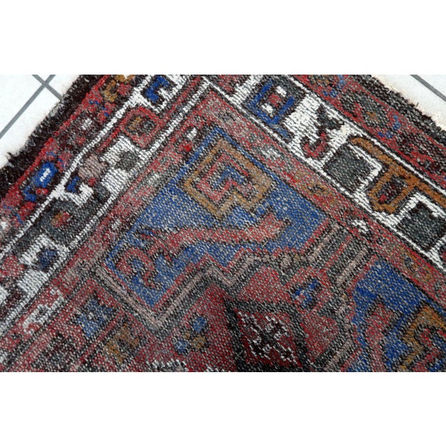 1970s, Handmade Vintage Persian Hamadan Distressed Rug 3.3' X 6.4' For Sale - Image 10 of 11