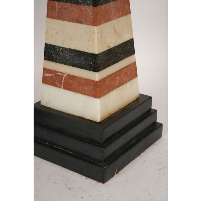 1900s Large Pair of Italian Grand Tour Neoclassical Marble Specimen Obelisks For Sale - Image 4 of 11