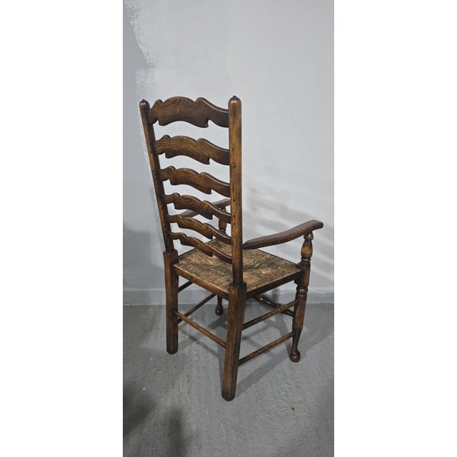 Vintage Lancashire Oak Dining Chairs with Ladder Back, 1920, Set of 12 For Sale - Image 14 of 16