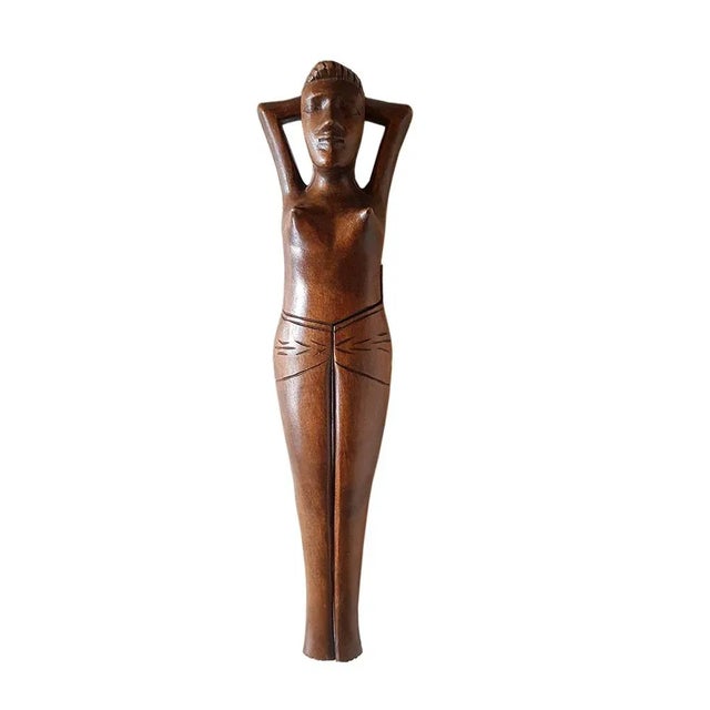Wood Vintage Handcarved Wooden Female Nude Nutcracker For Sale - Image 7 of 7