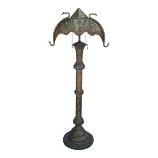 Antique Moroccan Pierced Bass Floor Lamp. For Sale