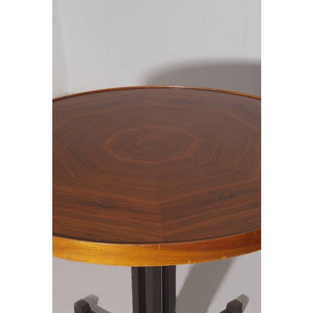 Wood Italian Round Dining Table by Vittorio Gregotti with Brass Legs, 1950 For Sale - Image 7 of 12
