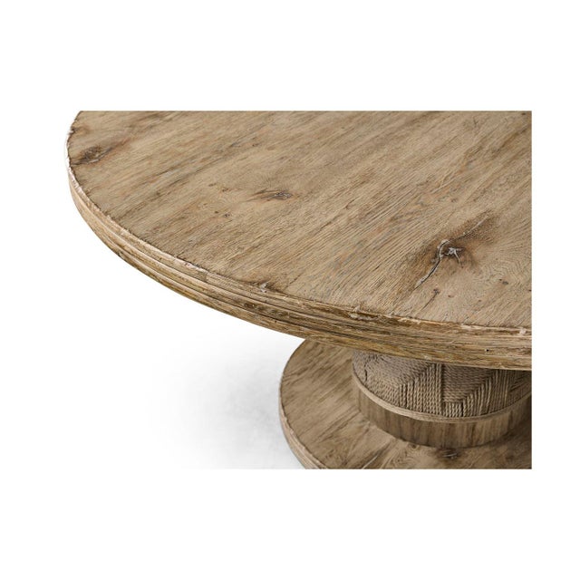 Brown Rustic Modern Round Pedestal Dining Table For Sale - Image 8 of 9