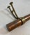 Heavy copper tubing foot rest rail, it has two adjustable brass floor mount brackets. Patina is wonderful, perfect for an...
