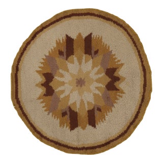 Antique Art Deco Rug With Brown & Lavender Geometric Design - Rug & Kilim For Sale