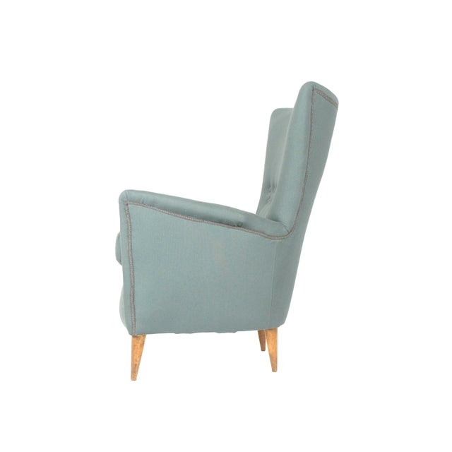 Mid-Century Modern Mid-Century Modern Italian Grey Fabric and Wood Chair, 1950s For Sale - Image 3 of 7