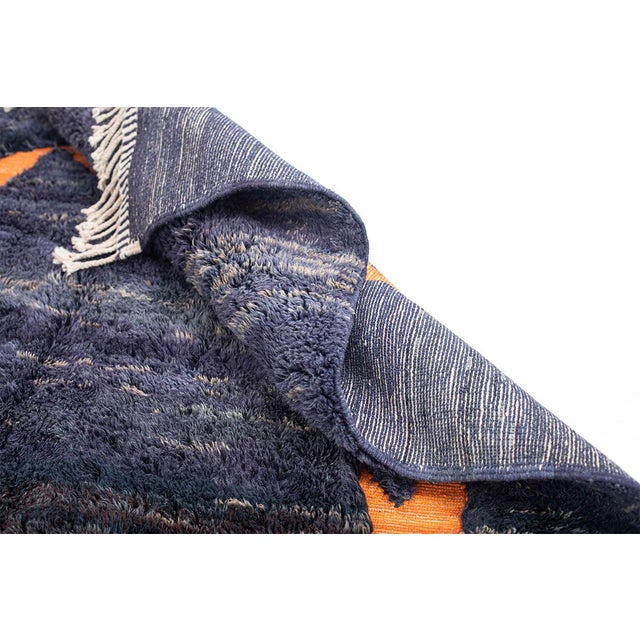 Textile Abstract Hand-Knotted Moroccan Wool Rug | 9'11" X 6'8" | One of a Kind For Sale - Image 7 of 8