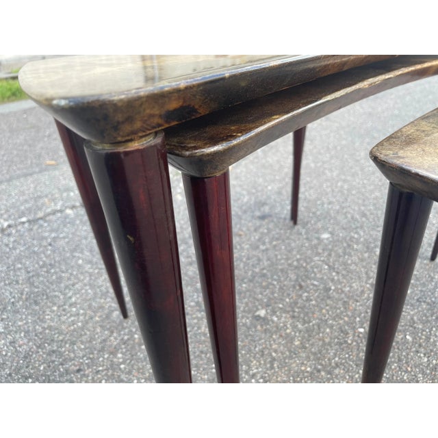 Mid-Century Italian Modern Goatskin Nesting Tables attributed to Aldo Tura, 1967, Set of 3 For Sale - Image 9 of 11