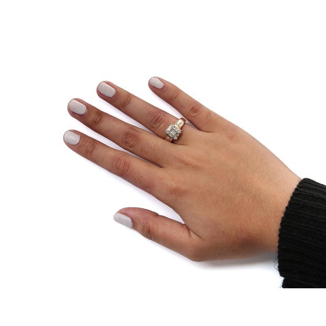 Early 21st Century 10K Yellow Gold 1/2 Cttw Diamond Composite and Halo Ring (H-I Color, SI1-SI2 Clarity) - Ring Size 7 For Sale - Image 5 of 6