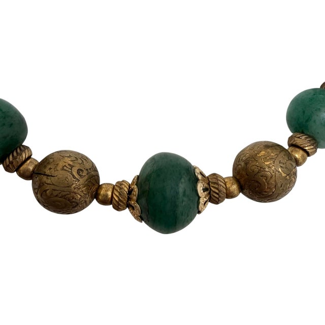 Early 20th Century Antique Jade and Brass Necklace For Sale - Image 5 of 5