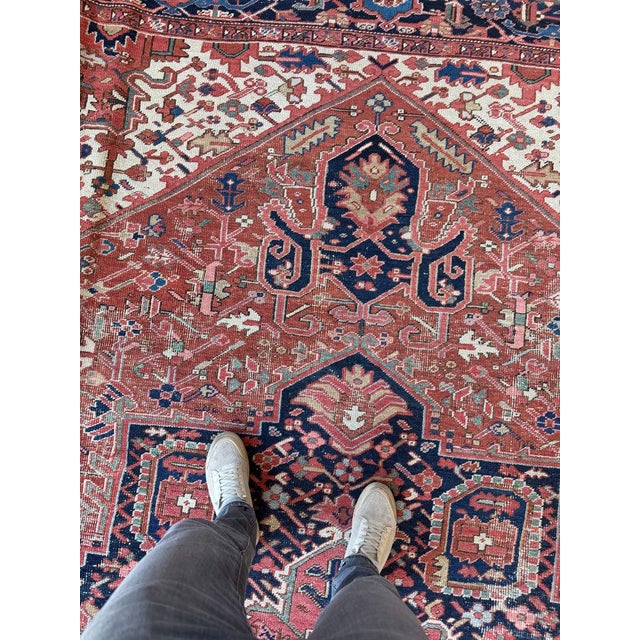 Antique Heriz Carpet Raw Earthy Rusty & Clay Undertones Rug 9.10 x 13.4 For Sale In Milwaukee - Image 6 of 6