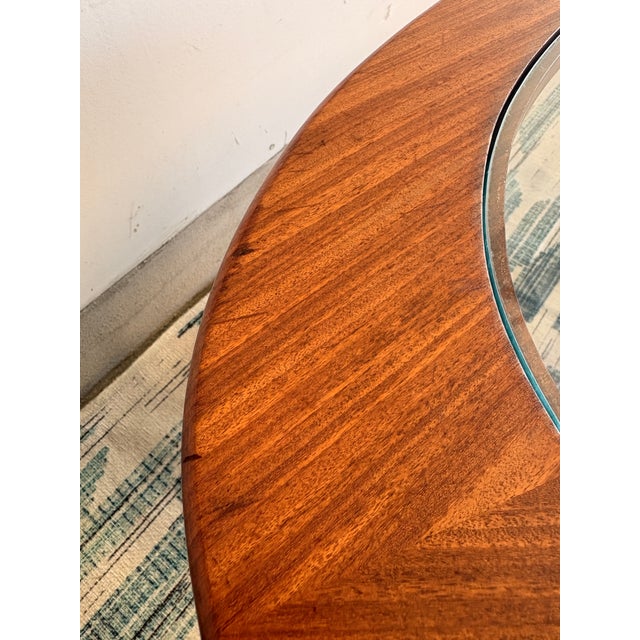 Brown G Plan Astro Teak & Glass Oval Coffee Table – Mid Century Modern Sculptural Base For Sale - Image 8 of 10