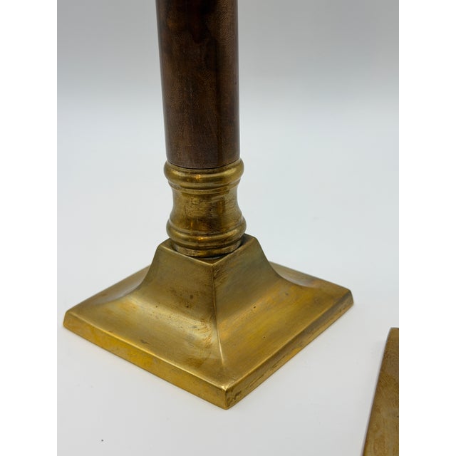 Vintage Neiman Marcus Brass & Copper Column Candlesticks – A Pair For Sale In Chicago - Image 6 of 6