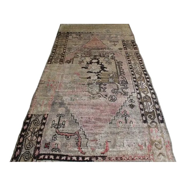 1930s Hand Knotted Rustic Turkish Rug - 4'5" X 10'8" For Sale