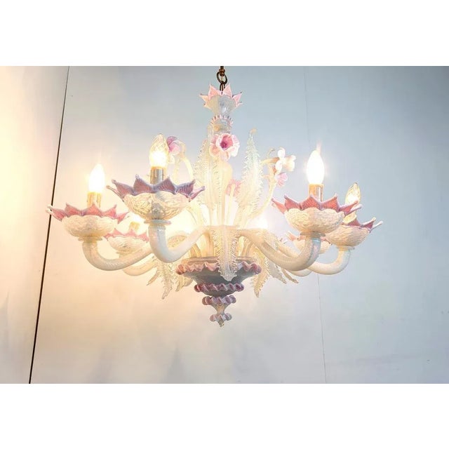 Vintage Floral Murano Glass Chandelier, 1950s For Sale - Image 7 of 10