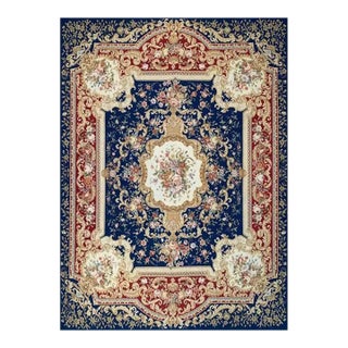 1990s Handwoven French Style Aubusson Area Rug 9’0″ X 12’0″ For Sale