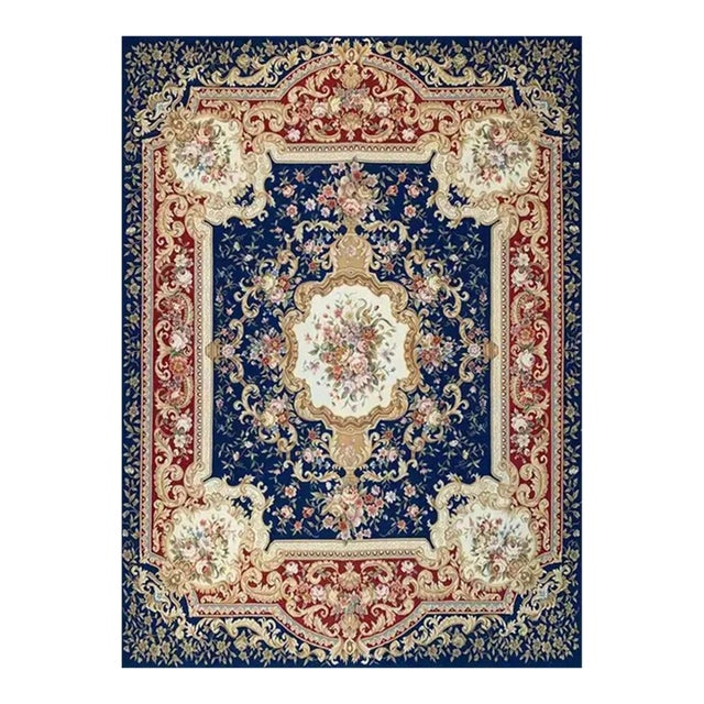 1990s Handwoven French Style Aubusson Area Rug 9’0″ X 12’0″ For Sale
