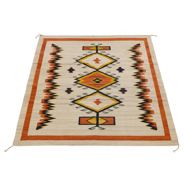 Contemporary Contemporary Southwest Style Flat-Weave Wool Rug in Terracotta, and Ochre For Sale - Image 3 of 10