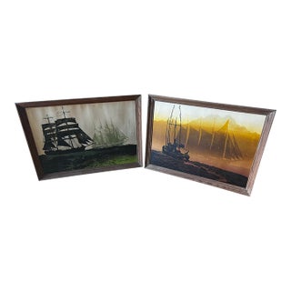 Pair of 1970s Framed Sailboat Prints For Sale