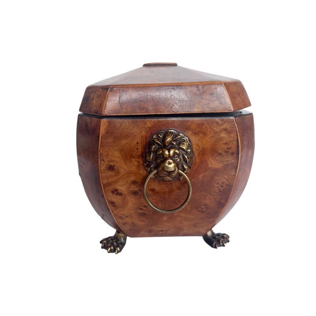 English English Burr Yew Tea Caddy With Complete Interior For Sale - Image 3 of 6