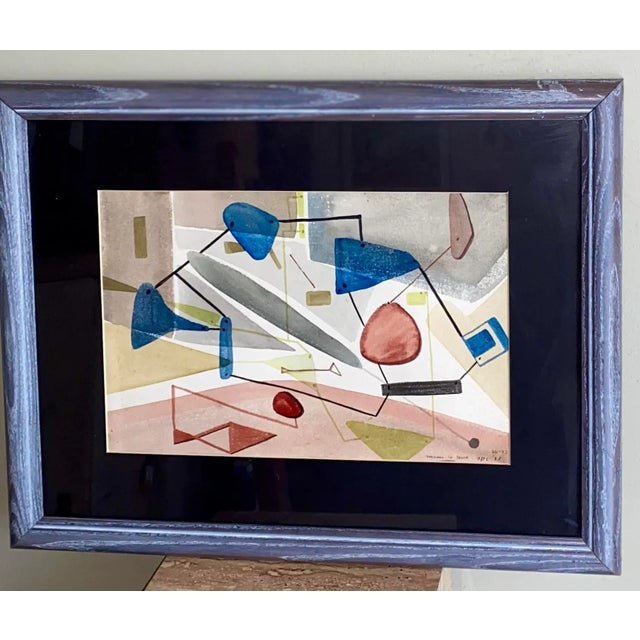 Fabulous 1950s original abstract watercolor painting by listed artist Jane Downs Carter (1918-2005). Titled “Tensions in...