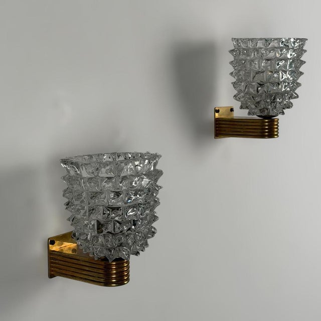 Rostrato Glass Wall Sconces by by Ercole Barovier for Barovier & Toso, 1940s, Set of 2 For Sale - Image 4 of 18