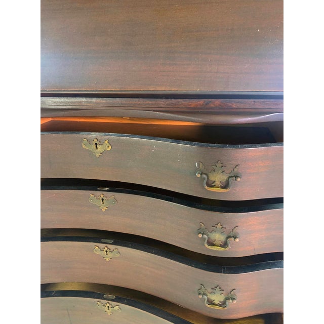 Brown Antique Chippendale Mahogany Secretary Desk For Sale - Image 8 of 11