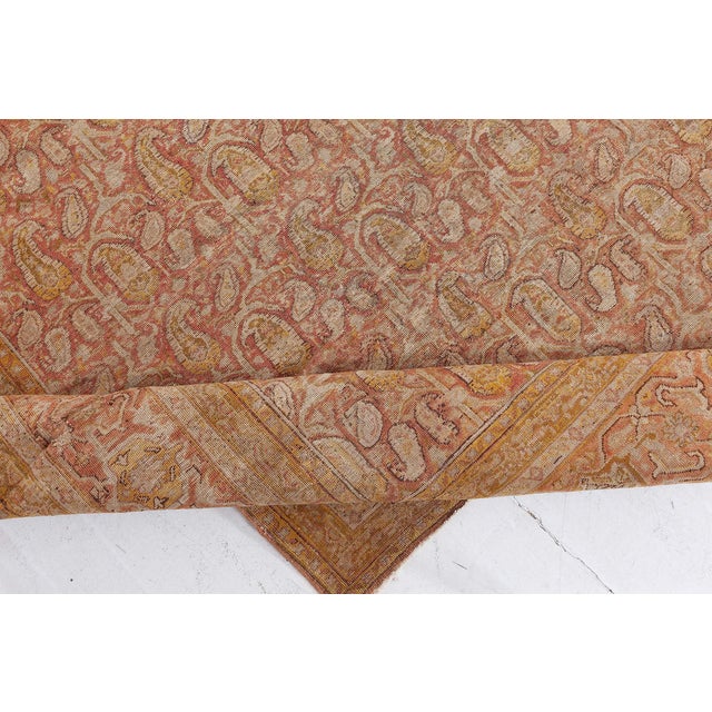 Fine Antique Indian Amritsar Handmade Wool Carpet For Sale In New York - Image 6 of 7