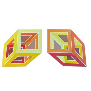 1970s Vintage Geometric Art Paintings- a Pair For Sale