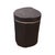 Solid cylinder reclaimed teak side table. Burnt, sanded and sealed with a smooth finish. 1 cm thick silver strip is...