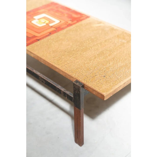 Mid-Century Italian Afrormosia, Iron & Colored Resin Coffee Table, 1950s For Sale - Image 6 of 11