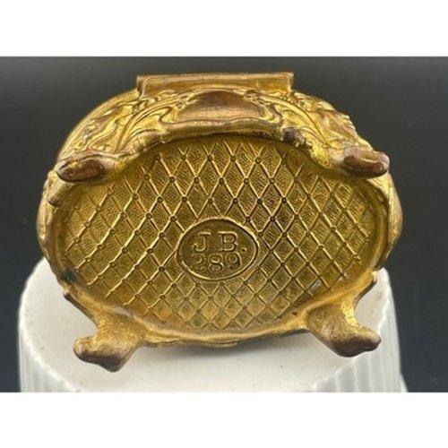 Antique Brass Cherub Jewelry Casket Footed Trinket Box Art Nouveau Figural Putti For Sale - Image 9 of 18