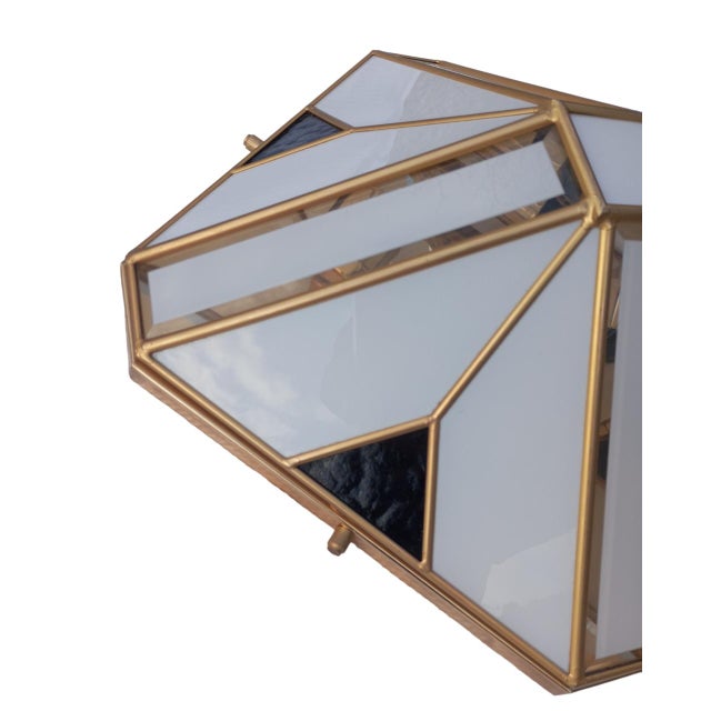 Metal Pyramidal Wall Light in White Opaline Glass and Gold-Patinated Metal, 1970s For Sale - Image 7 of 12