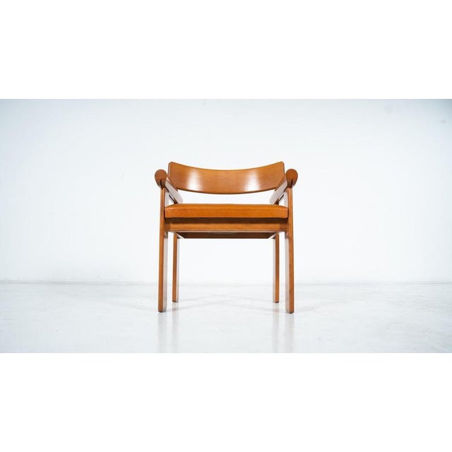 Architectural Armchairs in Cognac Leather, 1960s, Set of 4 For Sale - Image 4 of 16