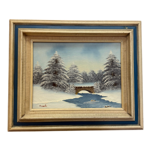 50's Vintage Winter Landscape Oil on Canvas