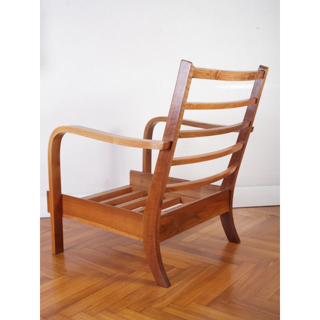 Art Deco Upholstered Walnut Lounge Chair, 1930s For Sale - Image 10 of 18