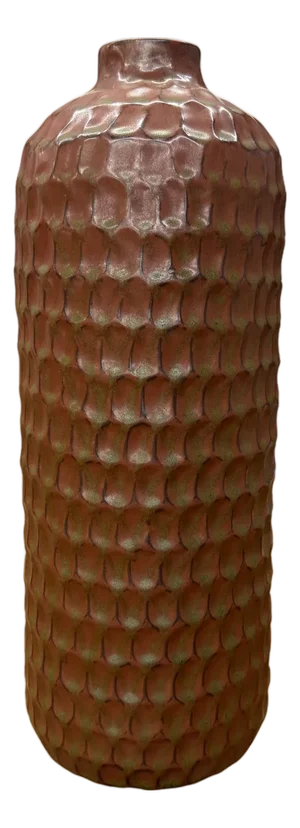 Textured Ceramic Vase in Orange-Brown & Moss Green Finish