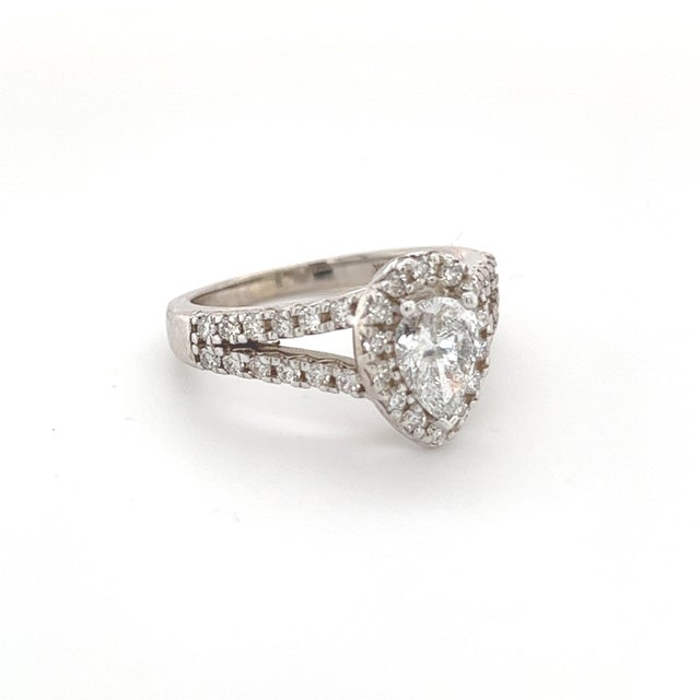 Pear Shape Diamond Engagement Ring 14k Gold 1.38 TCW Certified For Sale - Image 11 of 13