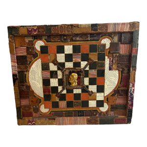 Mixed Media Collage on Antique Gameboard