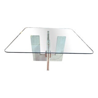 Travertine and Marble Dining Table with Glass Top, 1970s For Sale