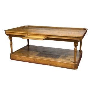 19th Century English Trades Table in Fir Wood For Sale
