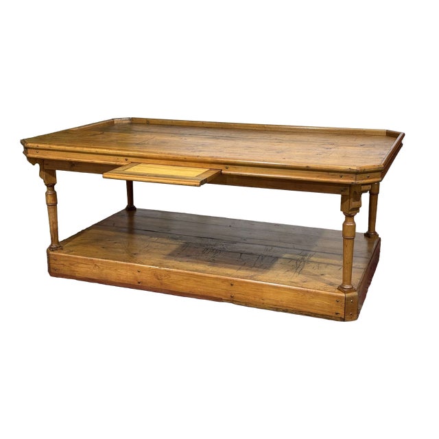 19th Century English Trades Table in Fir Wood For Sale