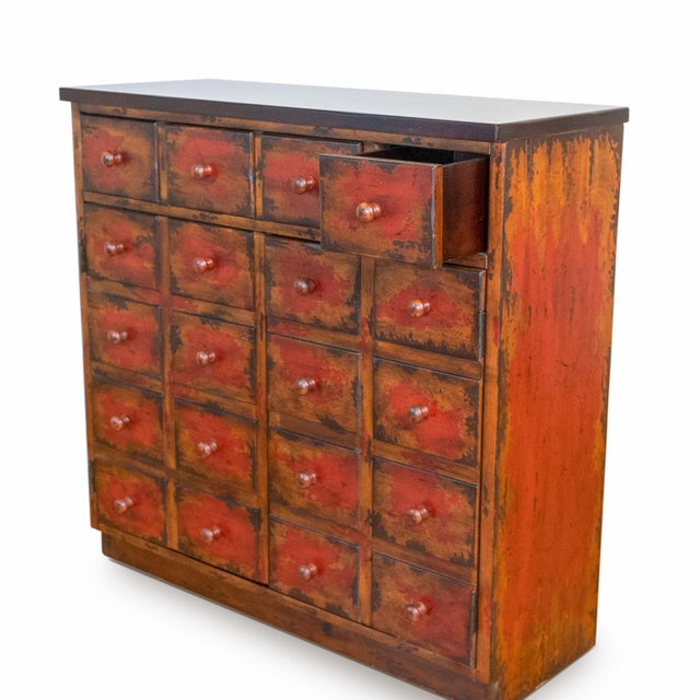 Wood Early 20th Century Apothecary-Style Cabinet With Faux Drawer Fronts & Interior Shelving For Sale - Image 7 of 14