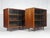 Pair of Vintage Original Mid-Century Modern Walnut Finish All Wood Display Cabinets With Adjustable Shelves and Sliding Wire Glass Doors For Sale - Image 11 of 18