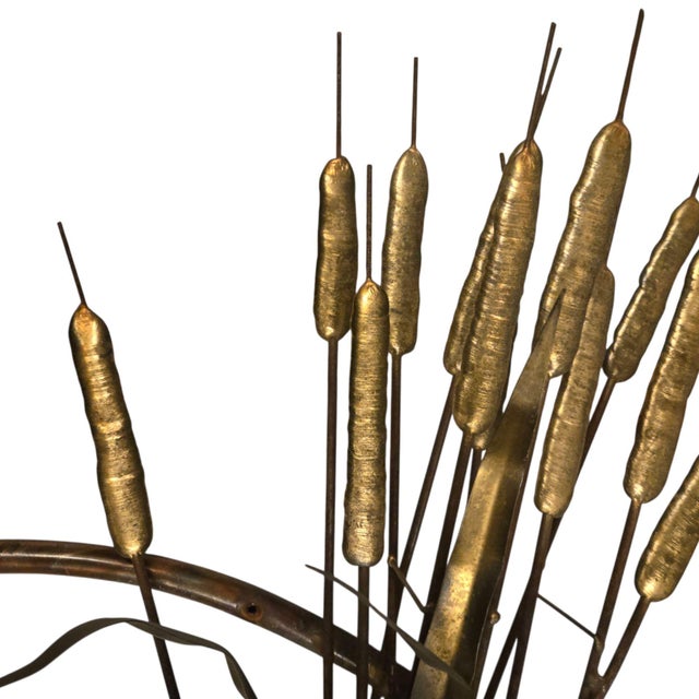 MCM Cattails Wall Sculpture Brutalist Vintage 34 Inch Large Art Copper Brass For Sale - Image 16 of 18